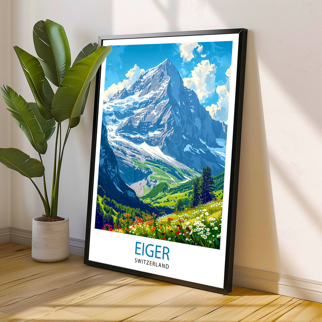 Eiger Mountain Switzerland Travel Print Wall Decor Wall Art Eiger Mountain Wall Hanging Home Décor Eiger Mountain Gift Art Lovers