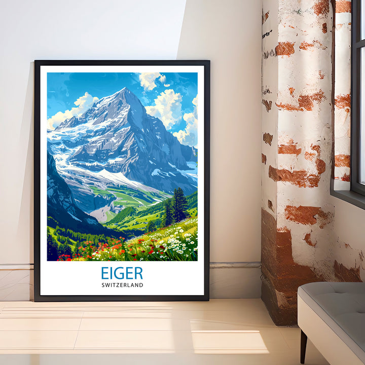 Eiger Mountain Switzerland Travel Print Wall Decor Wall Art Eiger Mountain Wall Hanging Home Décor Eiger Mountain Gift Art Lovers