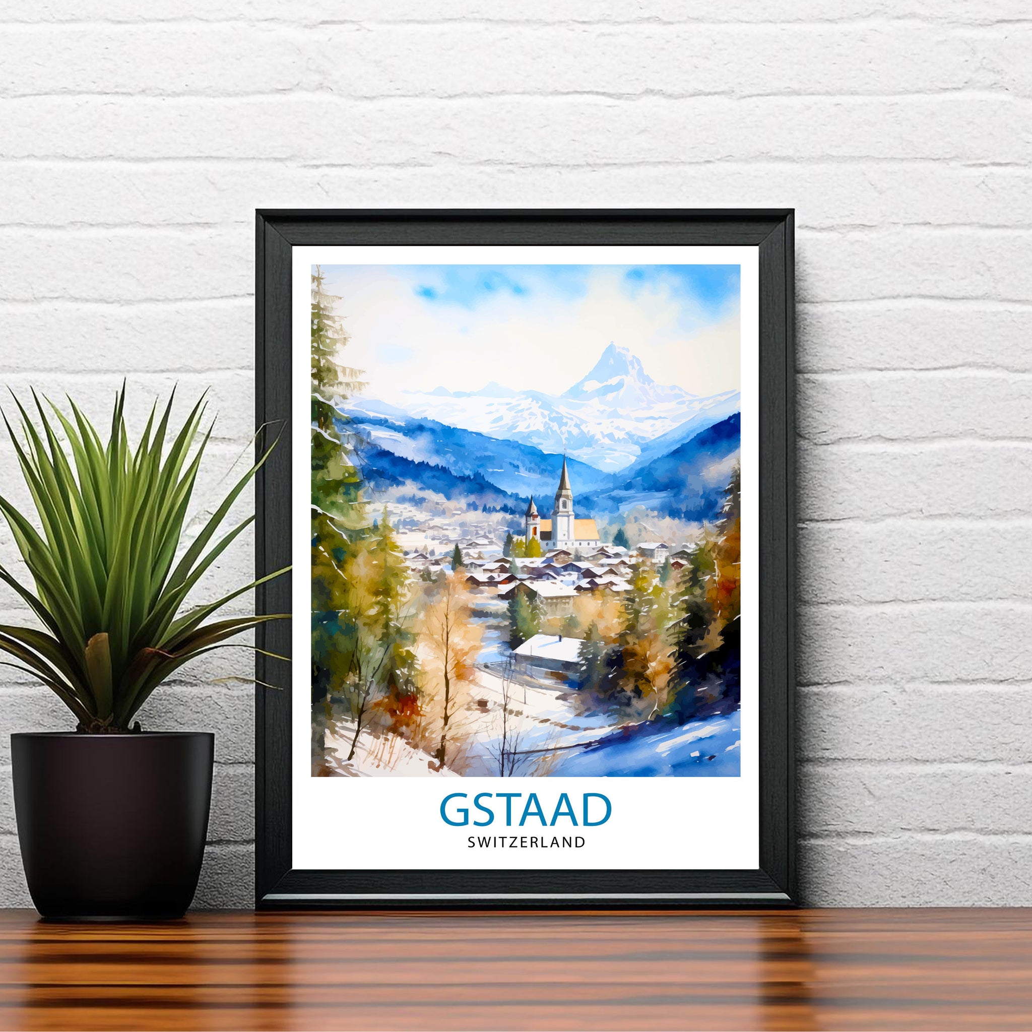 Gstaad Switzerland Travel Print Wall Decor Wall Art Gstaad Wall Hanging Home Décor Gstaad Gift Art Lovers Switzerland Art Lover