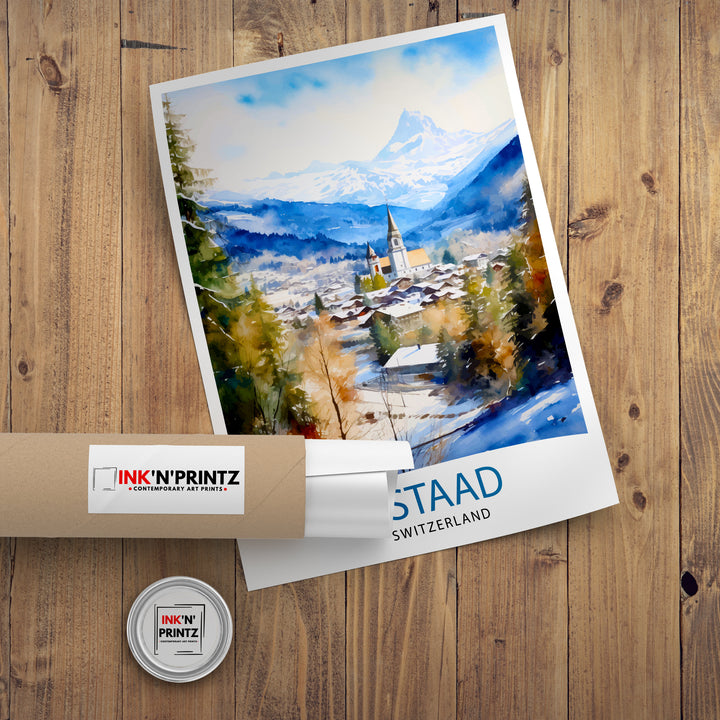 Gstaad Switzerland Travel Print Wall Decor Wall Art Gstaad Wall Hanging Home Décor Gstaad Gift Art Lovers Switzerland Art Lover