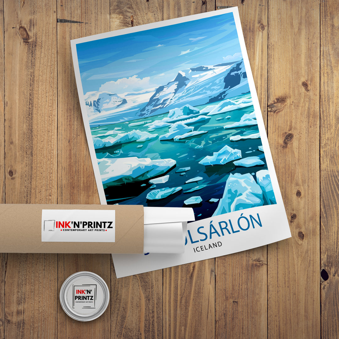 Jokulsarlon Iceland Travel Print Wall Decor Wall Art Jokulsarlon Wall Hanging Home Décor Jokulsarlon Gift Art Lovers Iceland Art Lover Gift