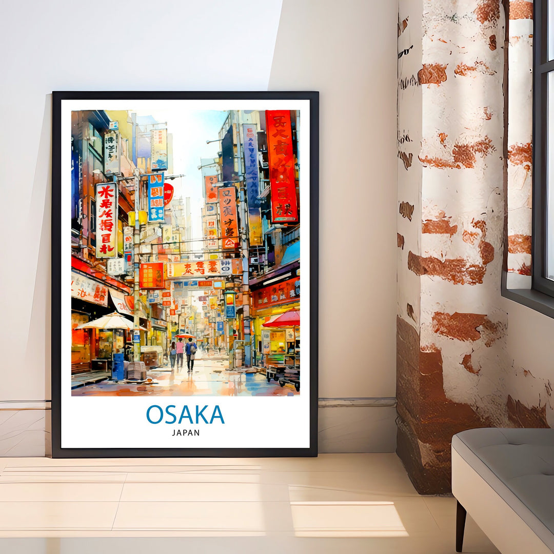 Osaka Japan Travel Print Osaka Wall Decor Osaka Cityscape Poster Japan Travel Prints Osaka Art Print Osaka Illustration Osaka Wall