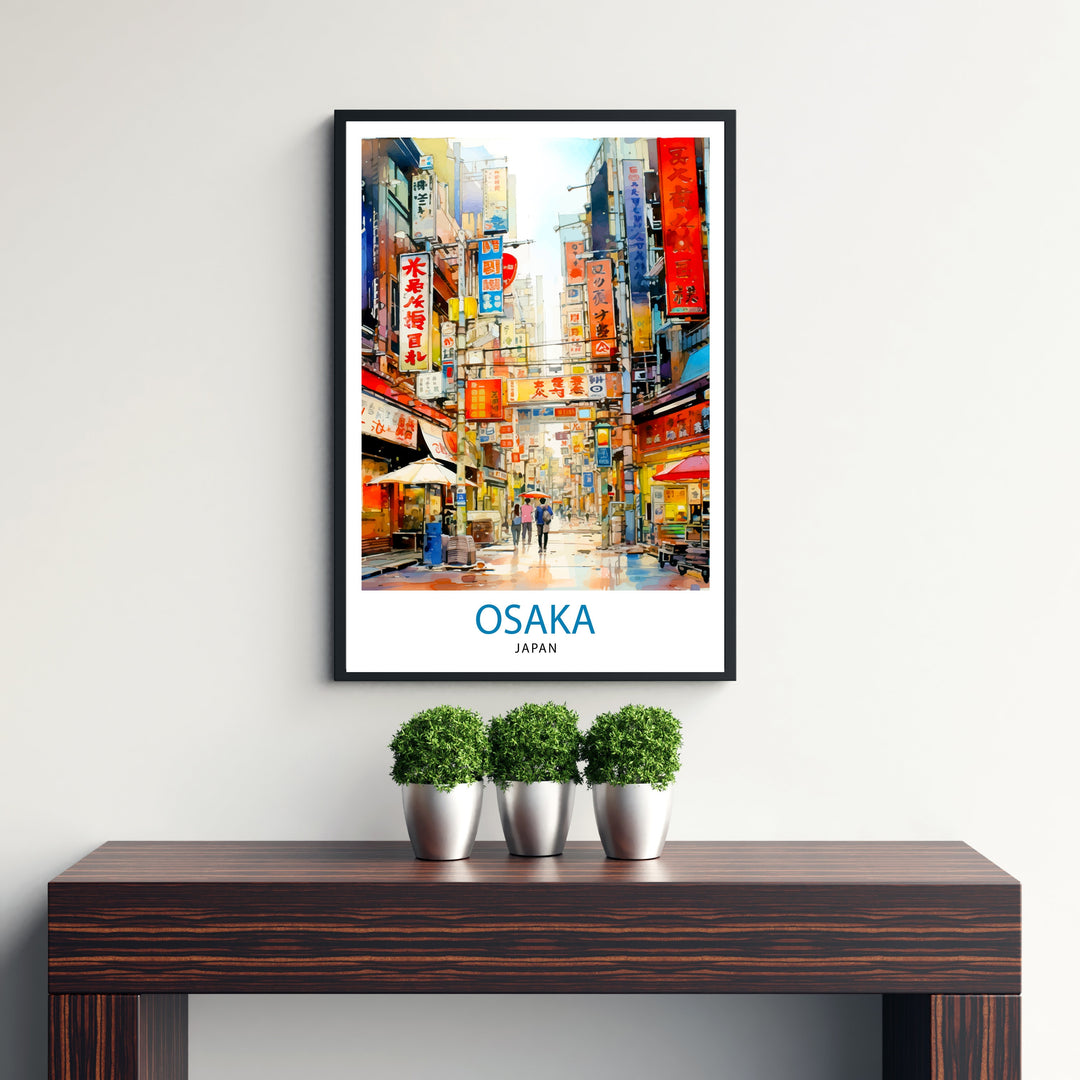 Osaka Japan Travel Print Osaka Wall Decor Osaka Cityscape Poster Japan Travel Prints Osaka Art Print Osaka Illustration Osaka Wall