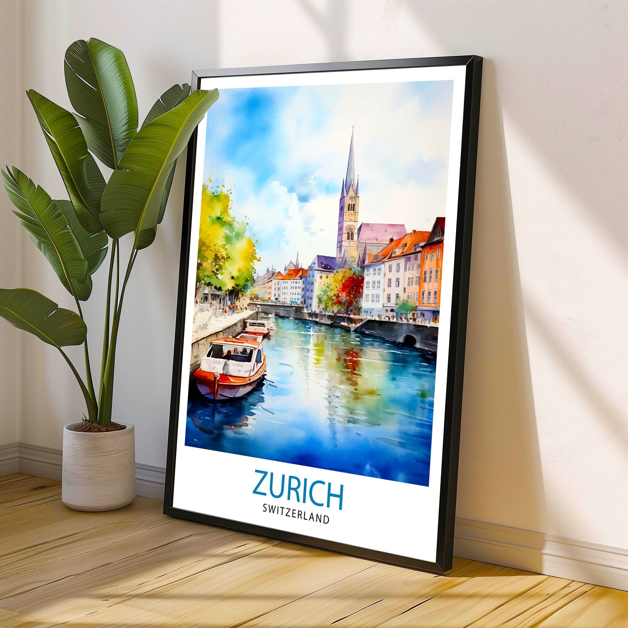 Zurich Switzerland Travel Print Zurich Wall Decor Zurich Home Living Decor Zurich Illustration Travel Poster Gift For Zurich Switzerland
