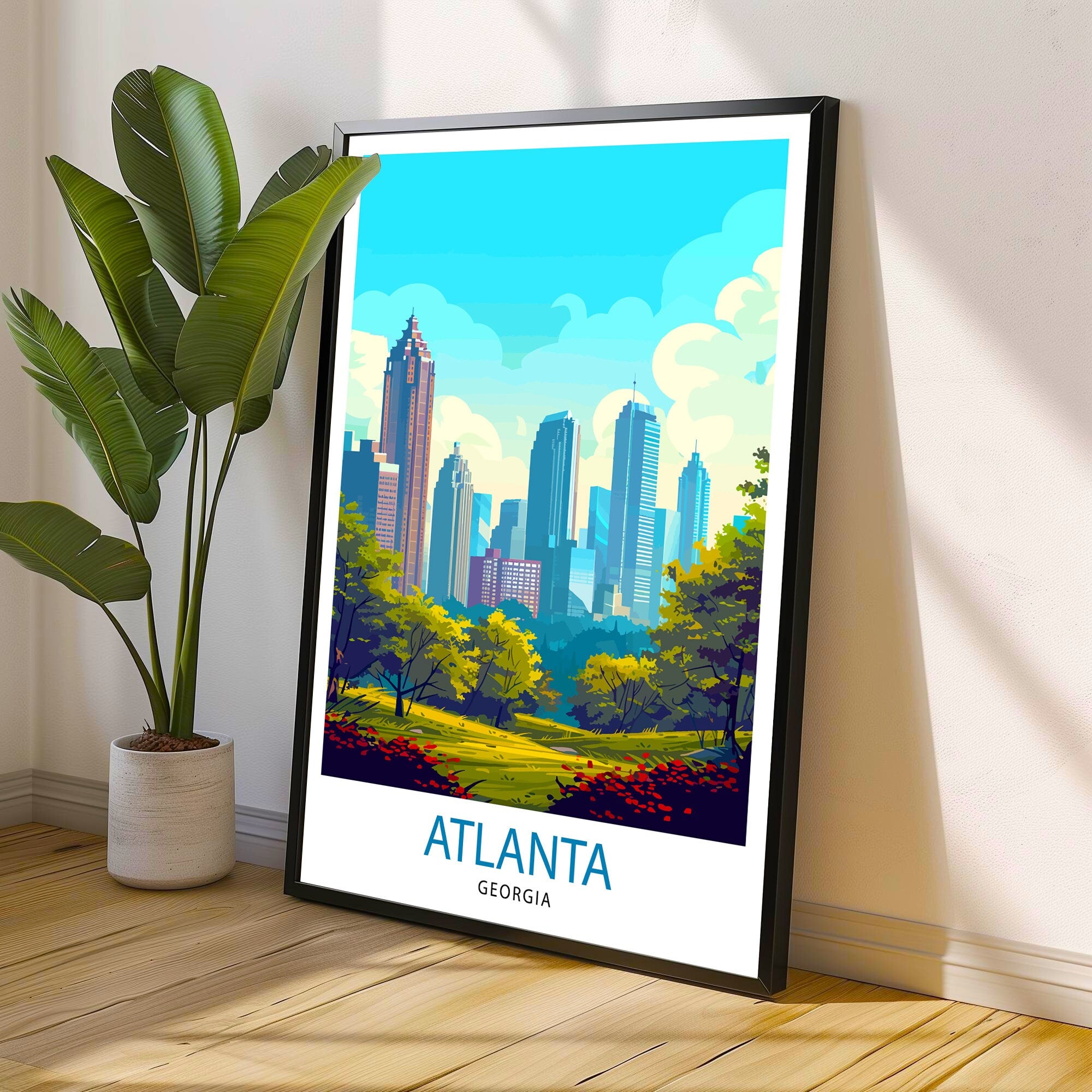Atlanta Travel Print Atlanta Wall Decor Atlanta Home Living Decor Atlanta Illustration Travel Poster Gift for Atlanta Georgia Home Decor