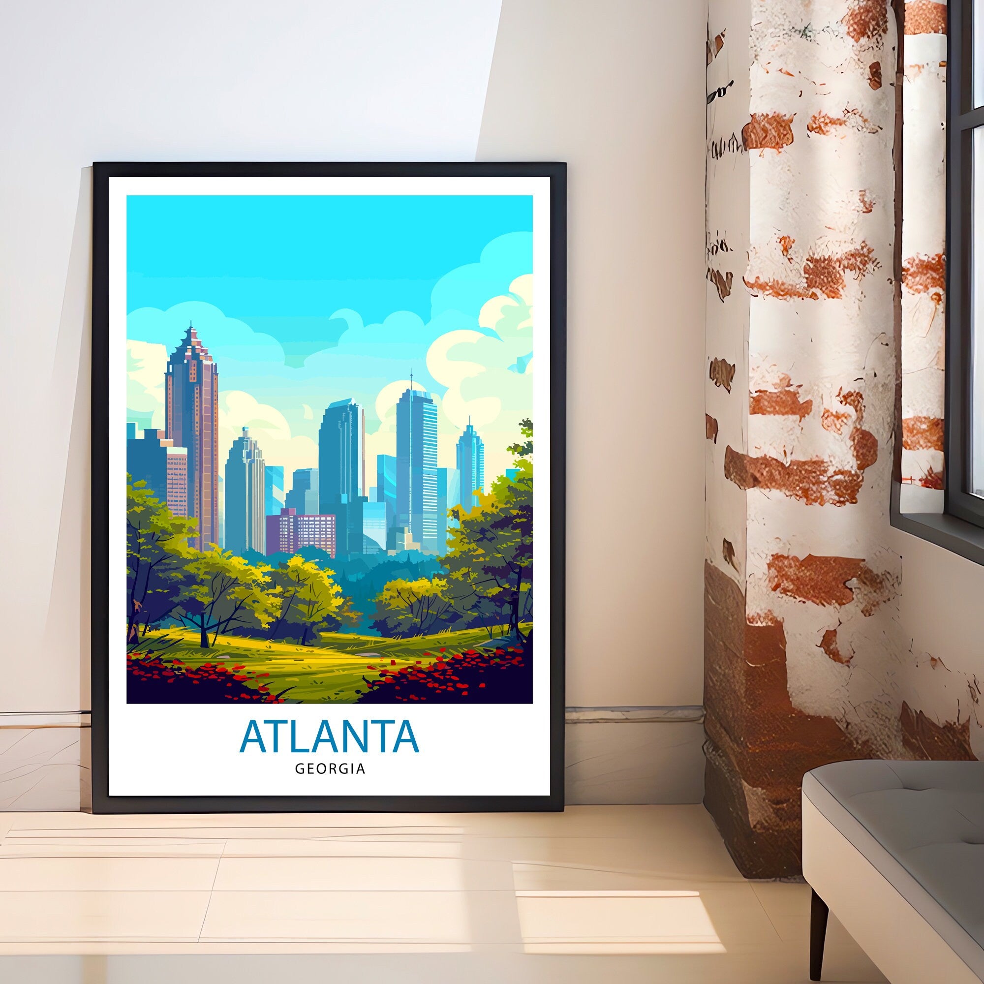 Atlanta Travel Print Atlanta Wall Decor Atlanta Home Living Decor Atlanta Illustration Travel Poster Gift for Atlanta Georgia Home Decor