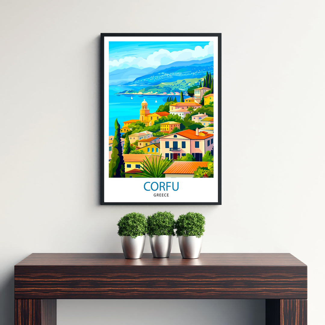 Corfu Greece Travel Print Corfu Island Wall Decor Greek Island Poster Corfu Travel Prints Mediterranean Art Print Corfu Illustration Greece