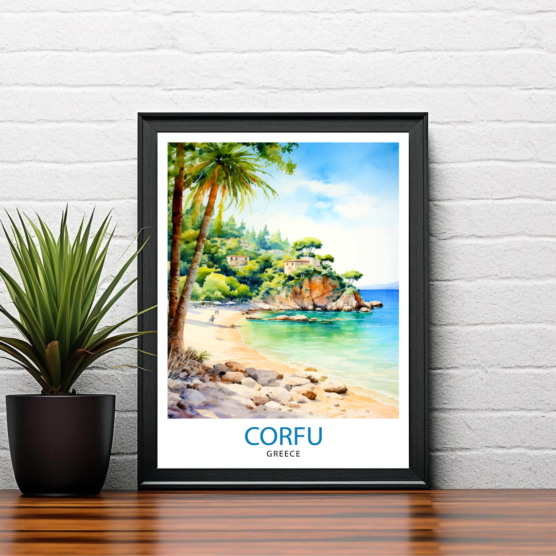 Corfu Greece Travel Print Corfu Island Wall Decor Greek Island Poster Corfu Travel Prints Mediterranean Art Print Corfu Illustration Greece