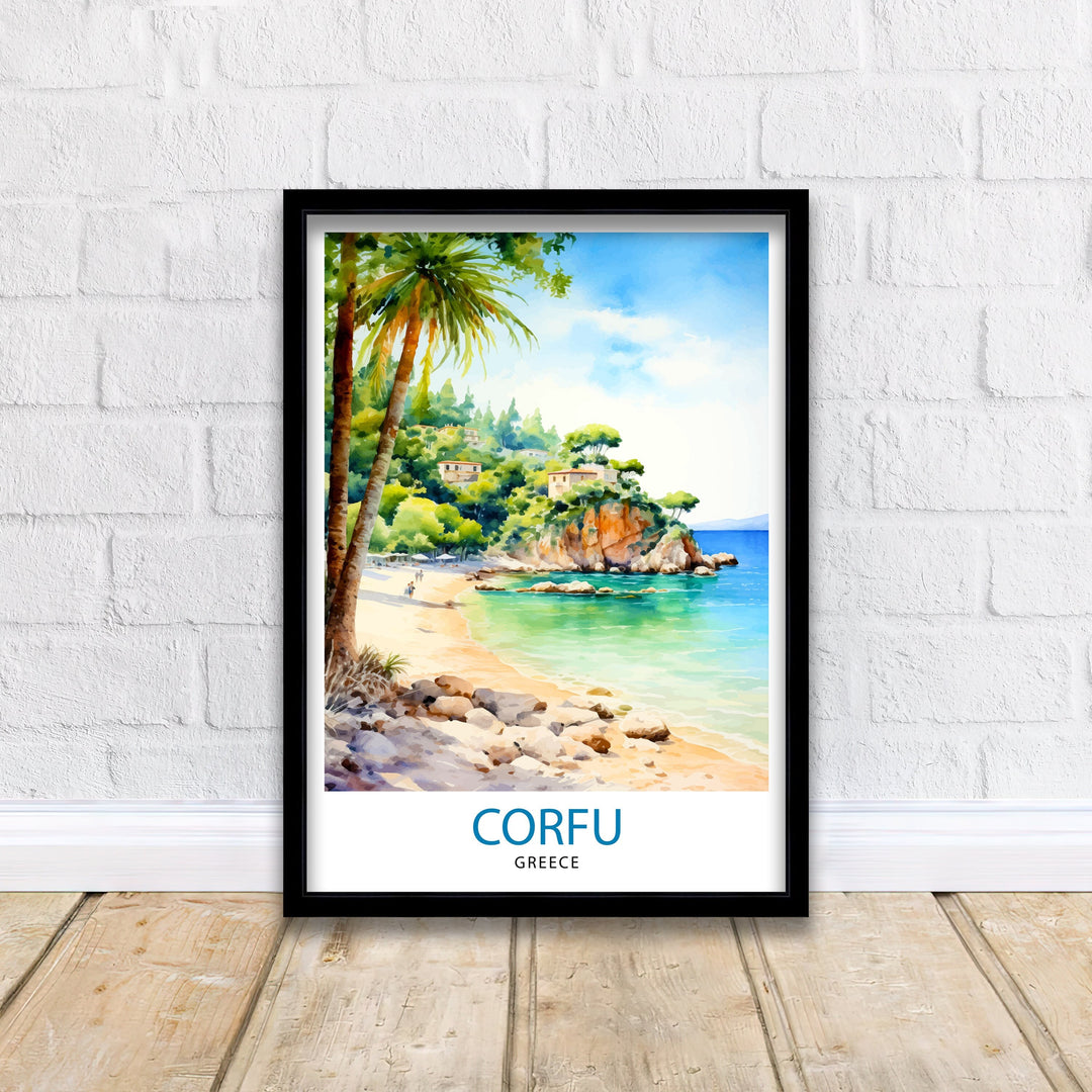 Corfu Greece Travel Print Corfu Island Wall Decor Greek Island Poster Corfu Travel Prints Mediterranean Art Print Corfu Illustration Greece