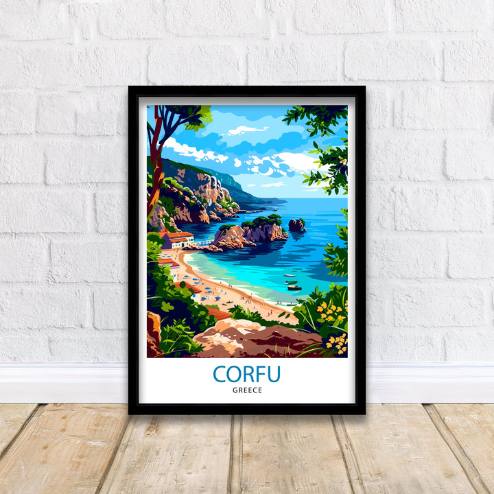 Corfu Greece Travel Print Corfu Island Wall Decor Greek Island Poster Corfu Travel Prints Mediterranean Art Print Corfu Illustration Greece