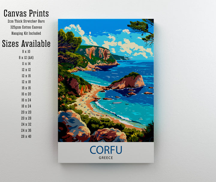 Corfu Greece Travel Print Corfu Island Wall Decor Greek Island Poster Corfu Travel Prints Mediterranean Art Print Corfu Illustration Greece