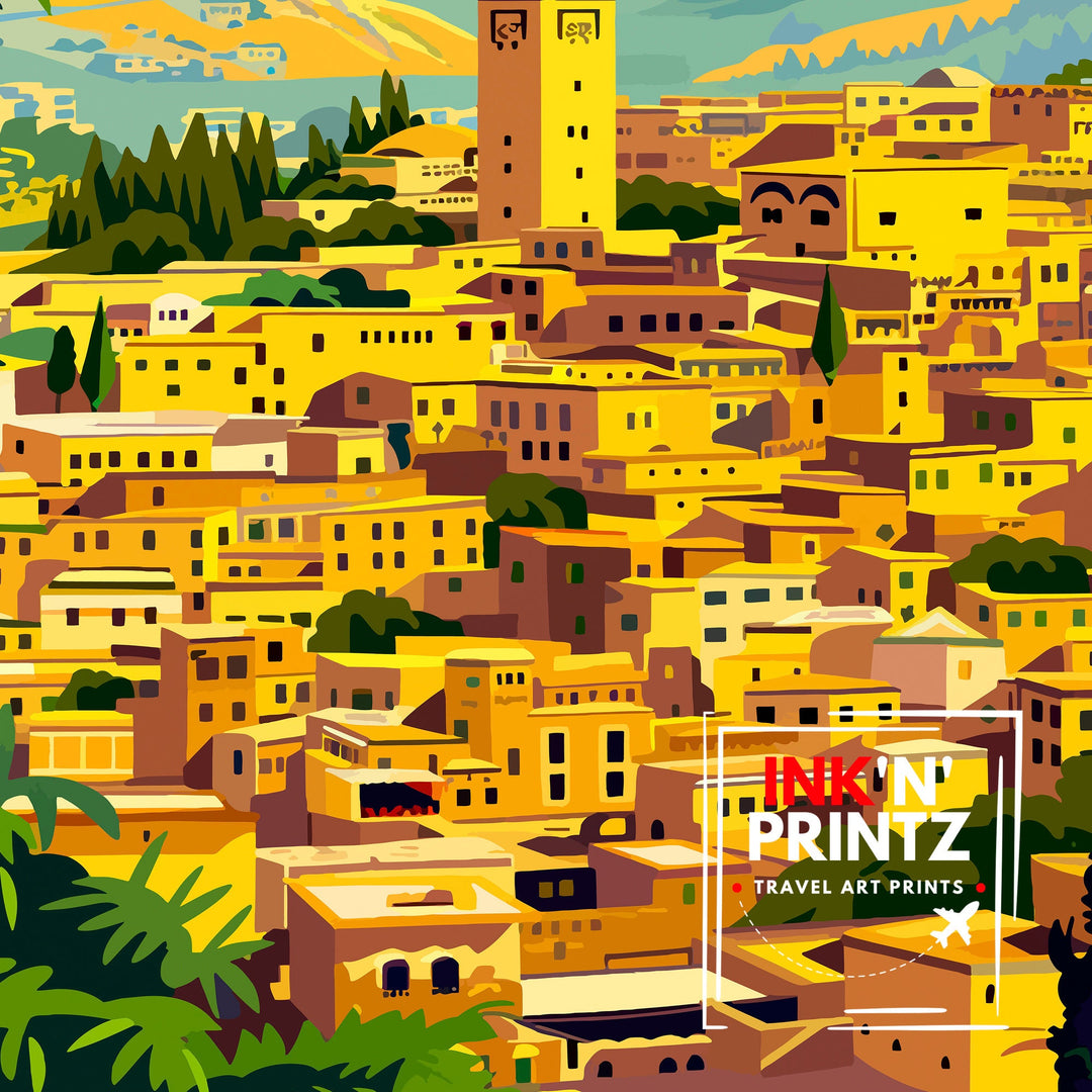 Fes Morocco Travel Poster