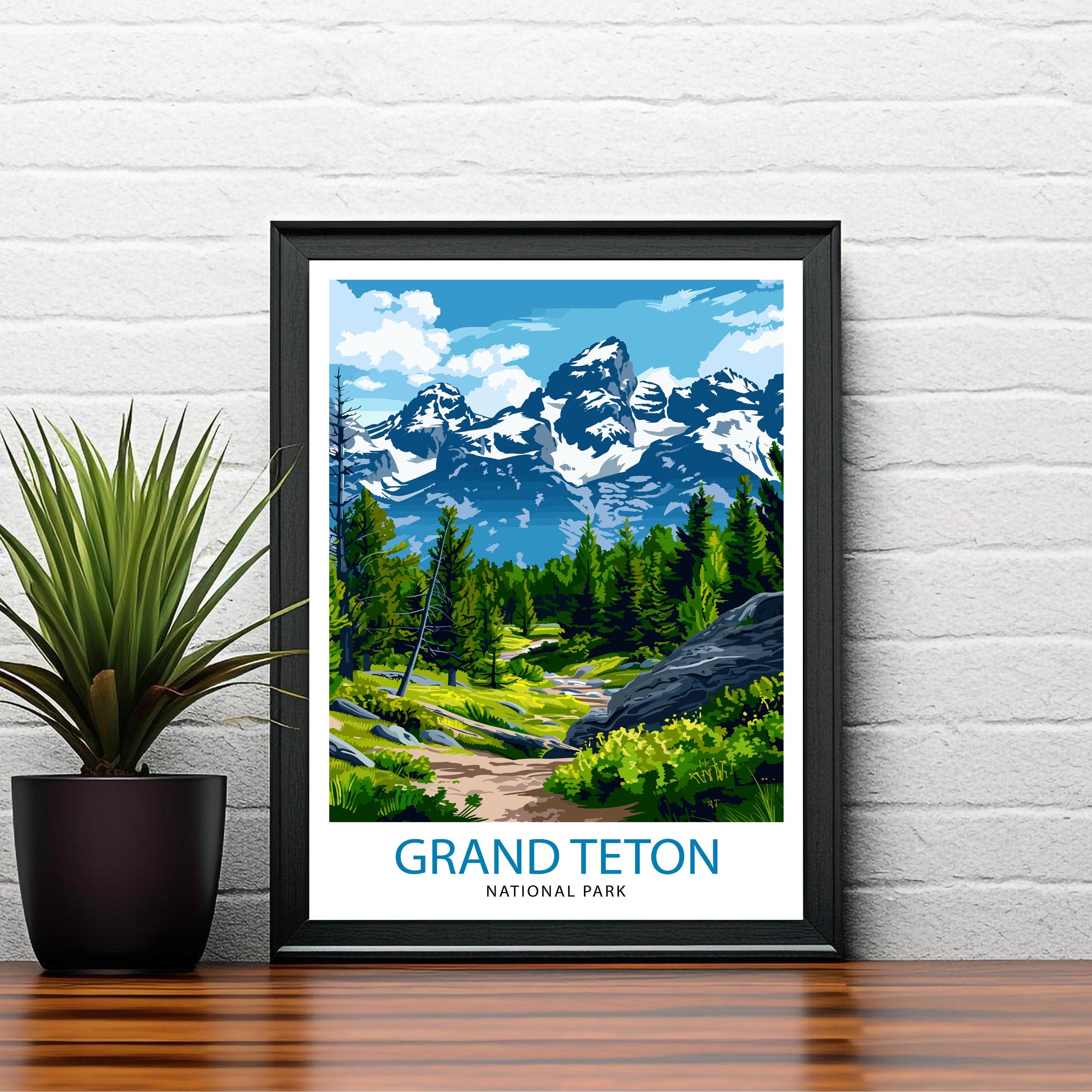 Grand Teton National Park Travel Print| Mountain Wall Art Wyoming Home Decor Nature Poster Adventure Gift