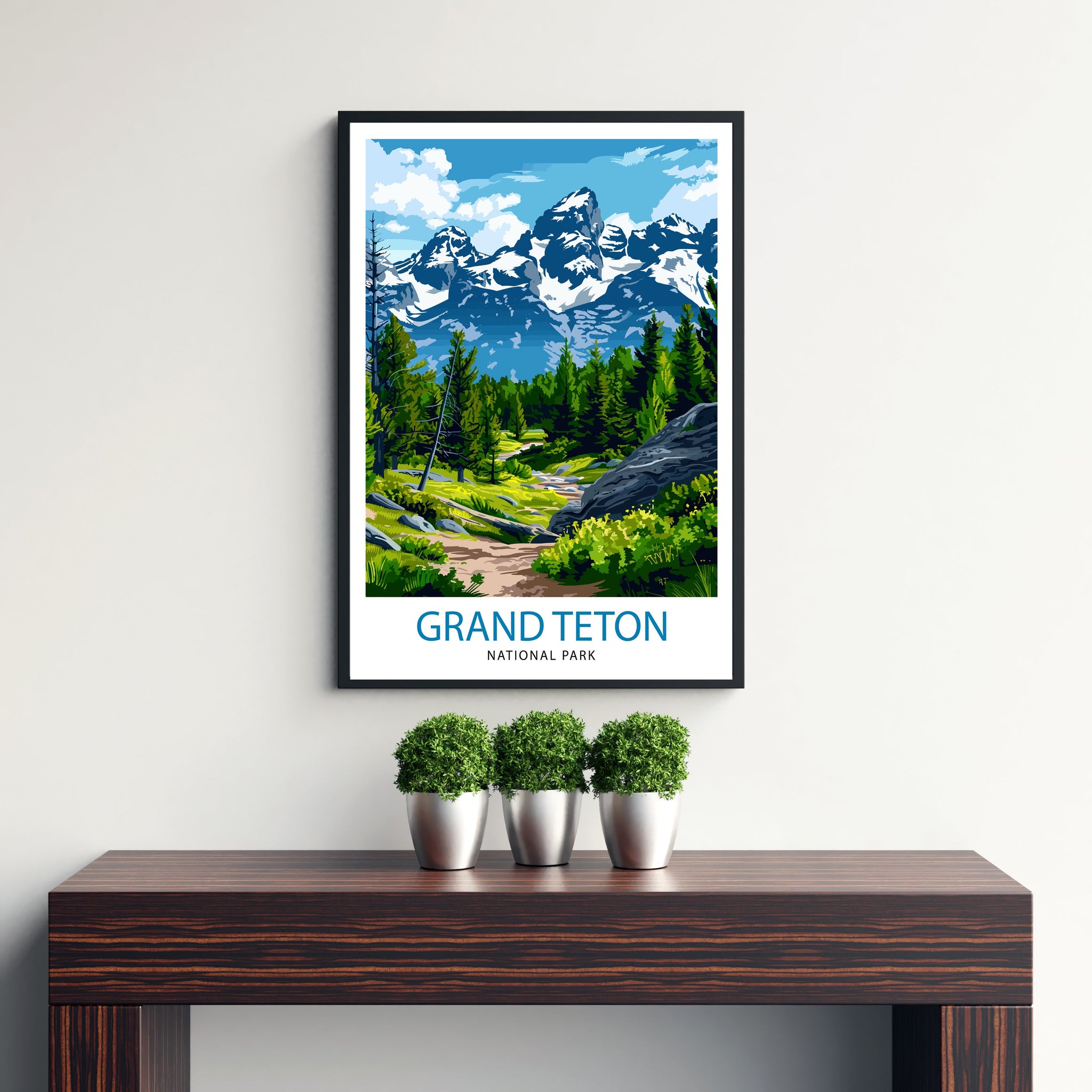 Grand Teton National Park Travel Print| Mountain Wall Art Wyoming Home Decor Nature Poster Adventure Gift