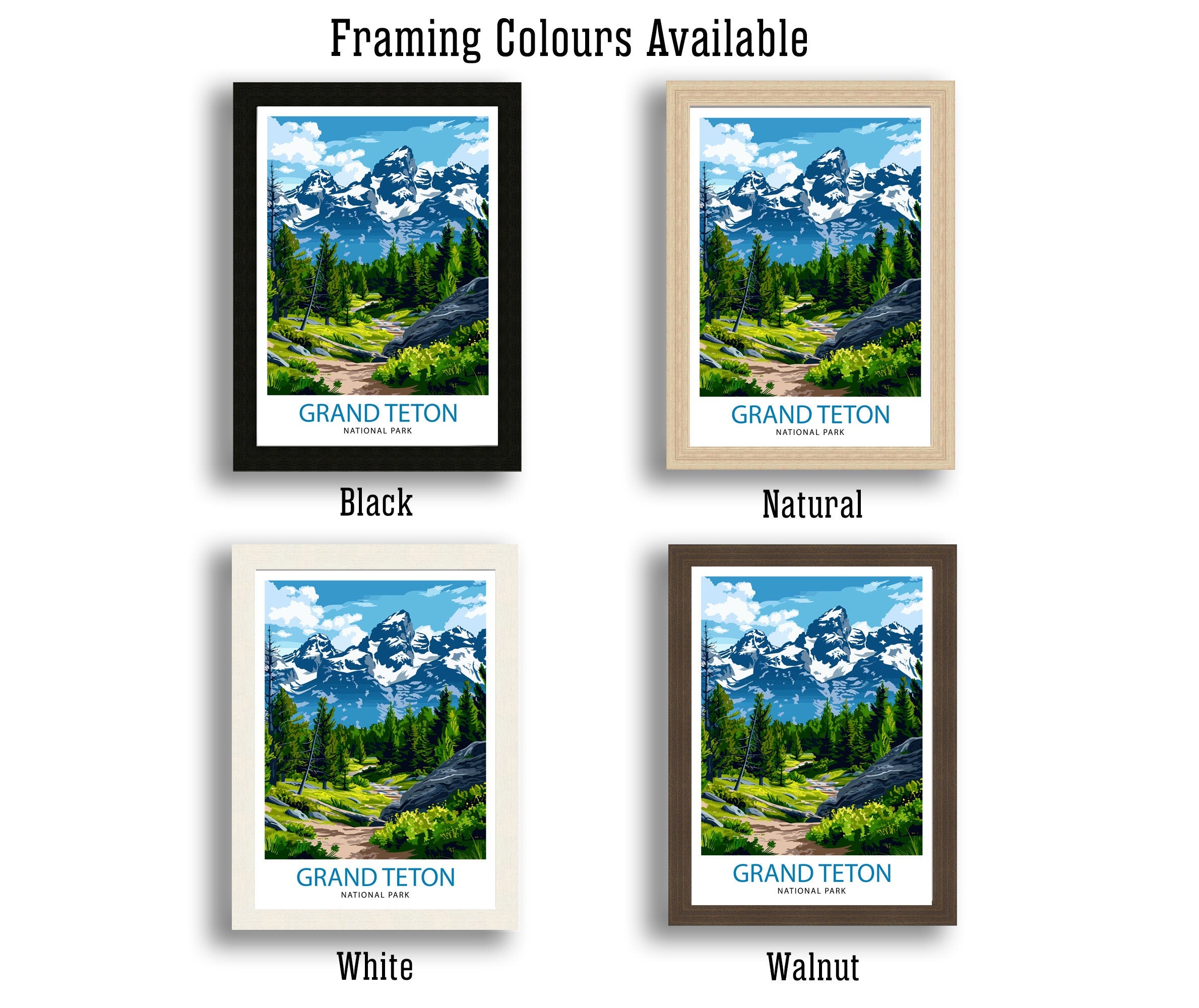 Grand Teton National Park Travel Print| Mountain Wall Art Wyoming Home Decor Nature Poster Adventure Gift