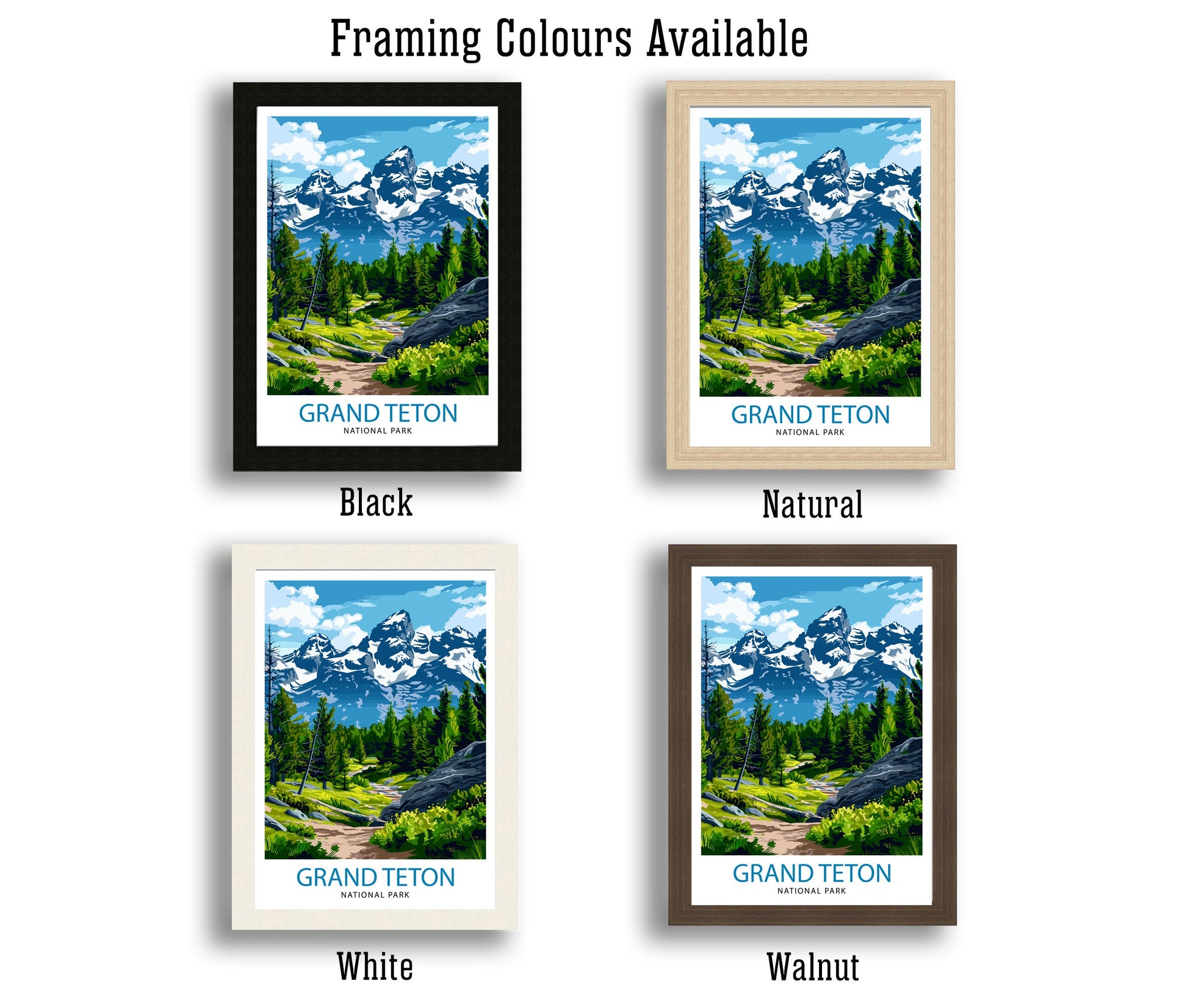 Grand Teton National Park Travel Print| Mountain Wall Art Wyoming Home Decor Nature Poster Adventure Gift
