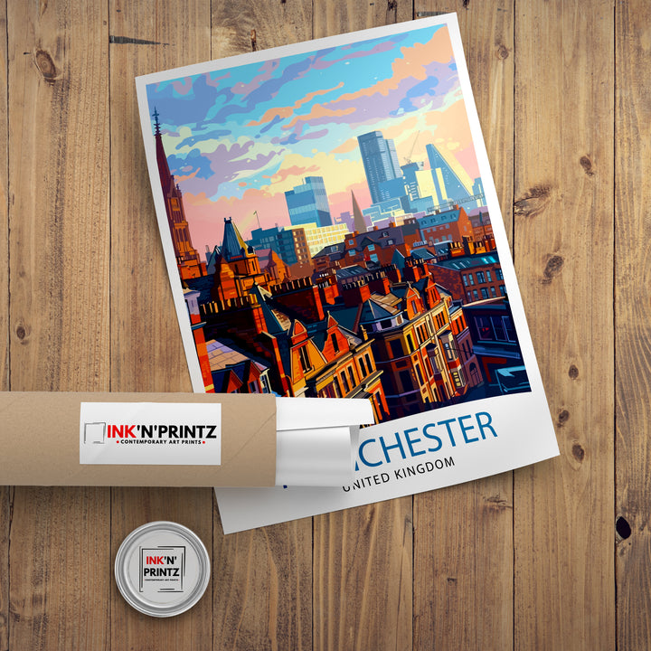 Manchester Travel Print Manchester Wall Art Manchester Cityscape Travel Poster Home Decor Gift for Travelers