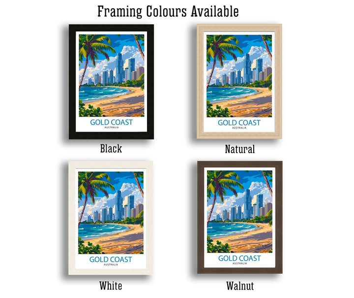 Gold Coast Queensland Travel Poster Australia Wall Art Gold Coast Beaches Illustration Travel Poster Gift for Gold Coast Queensland