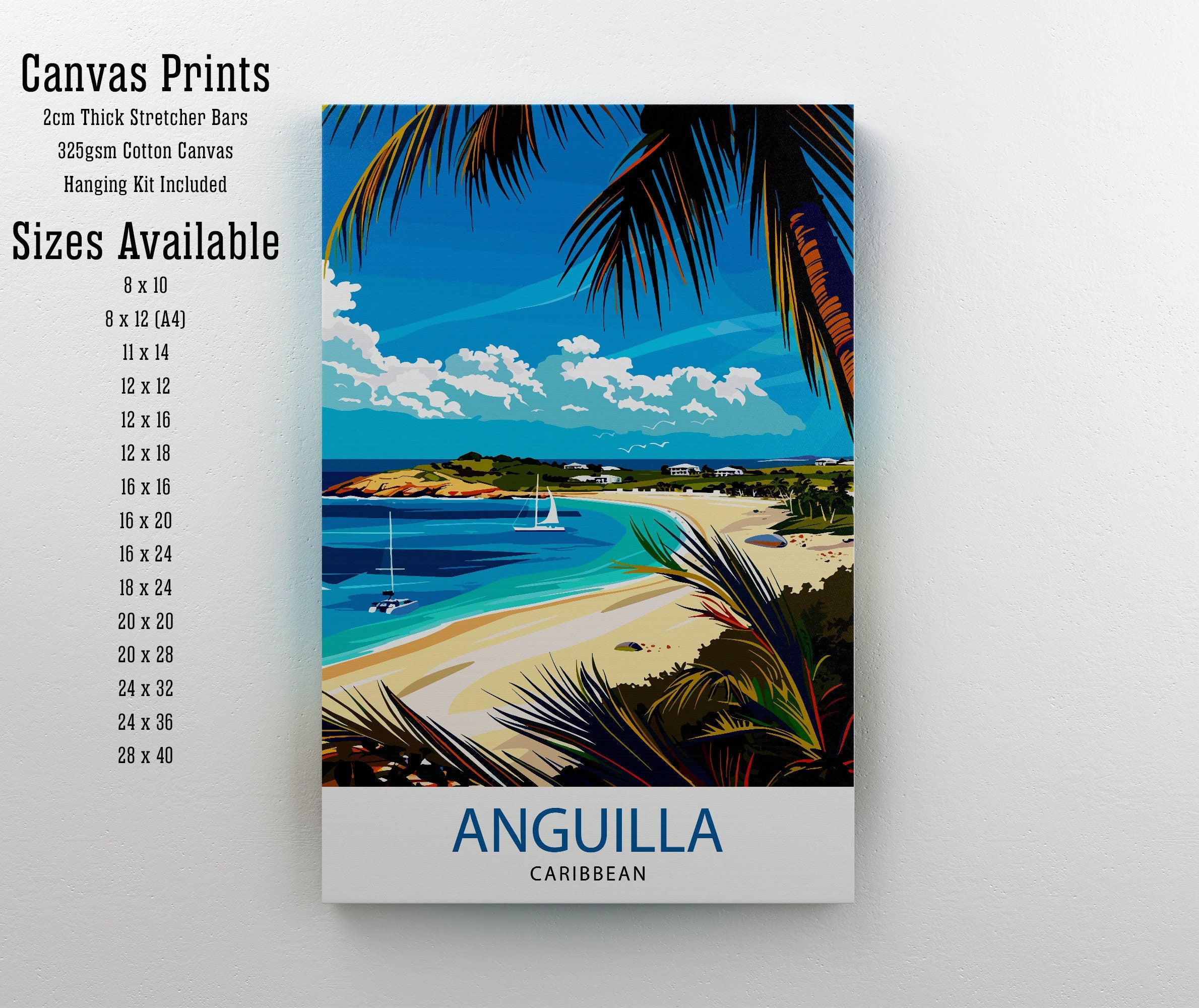 Anguilla Travel Print Wall Decor Wall Art Anguilla Wall Hanging Home Décor Anguilla Gift Art Lovers Caribbean Art Lover Gift Print Art