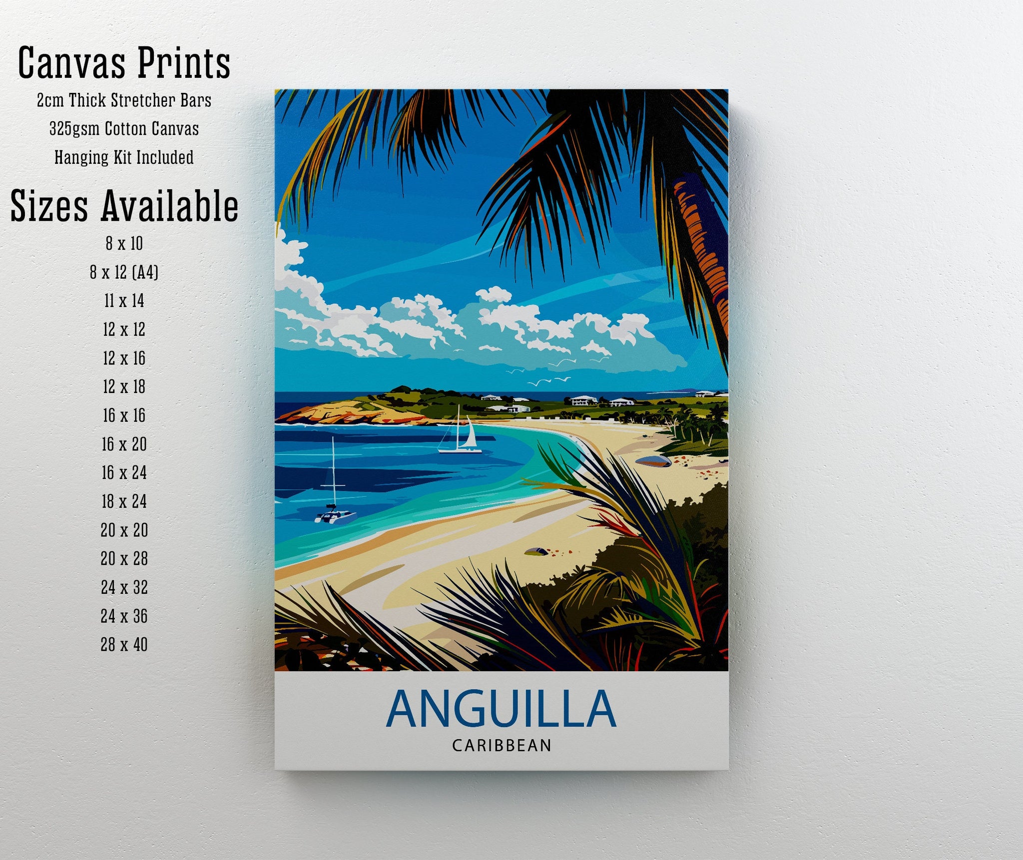 Anguilla Travel Print Wall Decor Wall Art Anguilla Wall Hanging Home Décor Anguilla Gift Art Lovers Caribbean Art Lover Gift Print Art