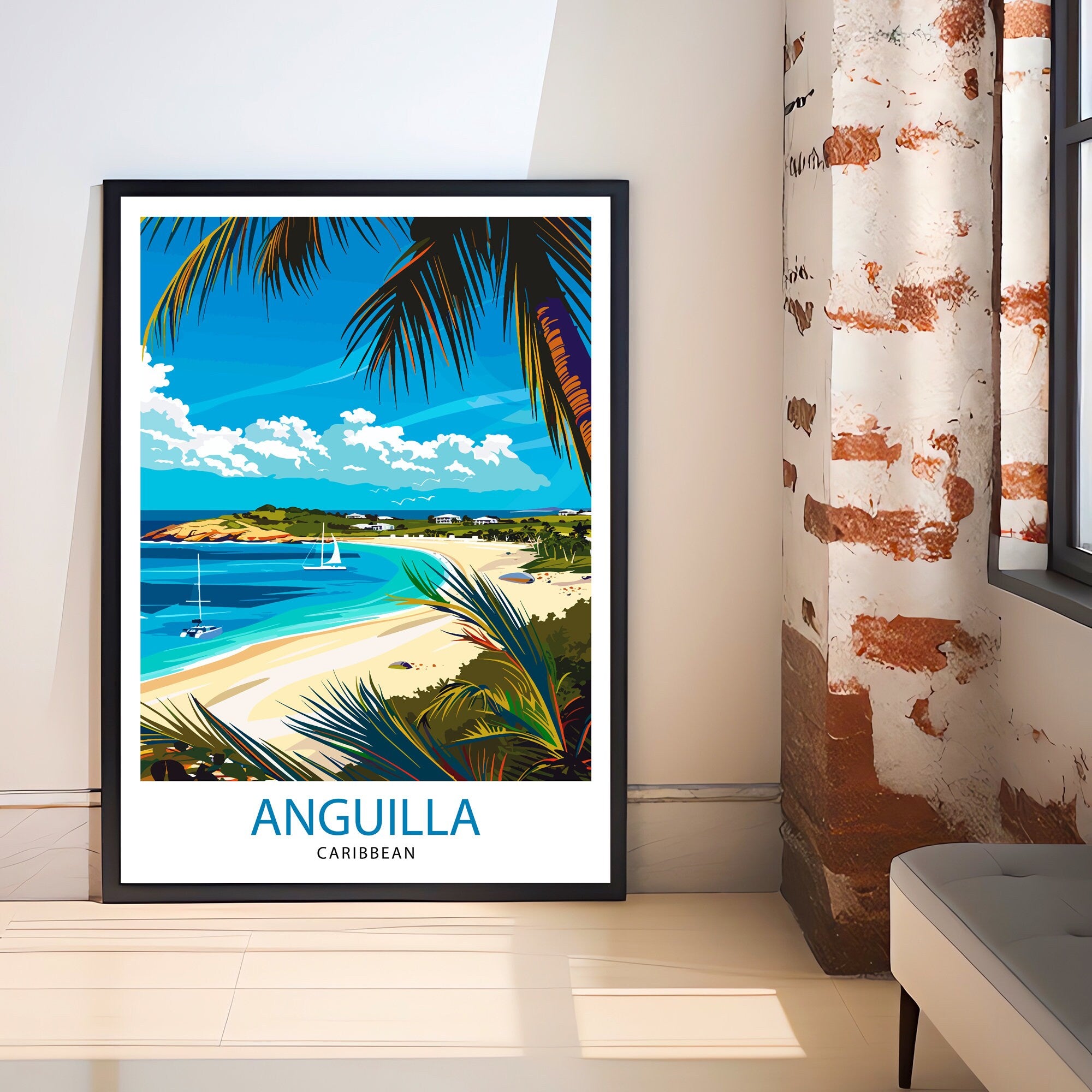 Anguilla Travel Print Wall Decor Wall Art Anguilla Wall Hanging Home Décor Anguilla Gift Art Lovers Caribbean Art Lover Gift Print Art