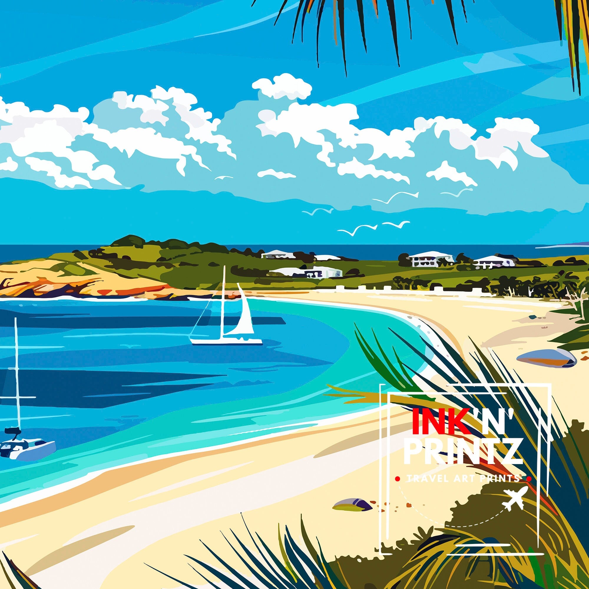 Anguilla Travel Print Wall Decor Wall Art Anguilla Wall Hanging Home Décor Anguilla Gift Art Lovers Caribbean Art Lover Gift Print Art