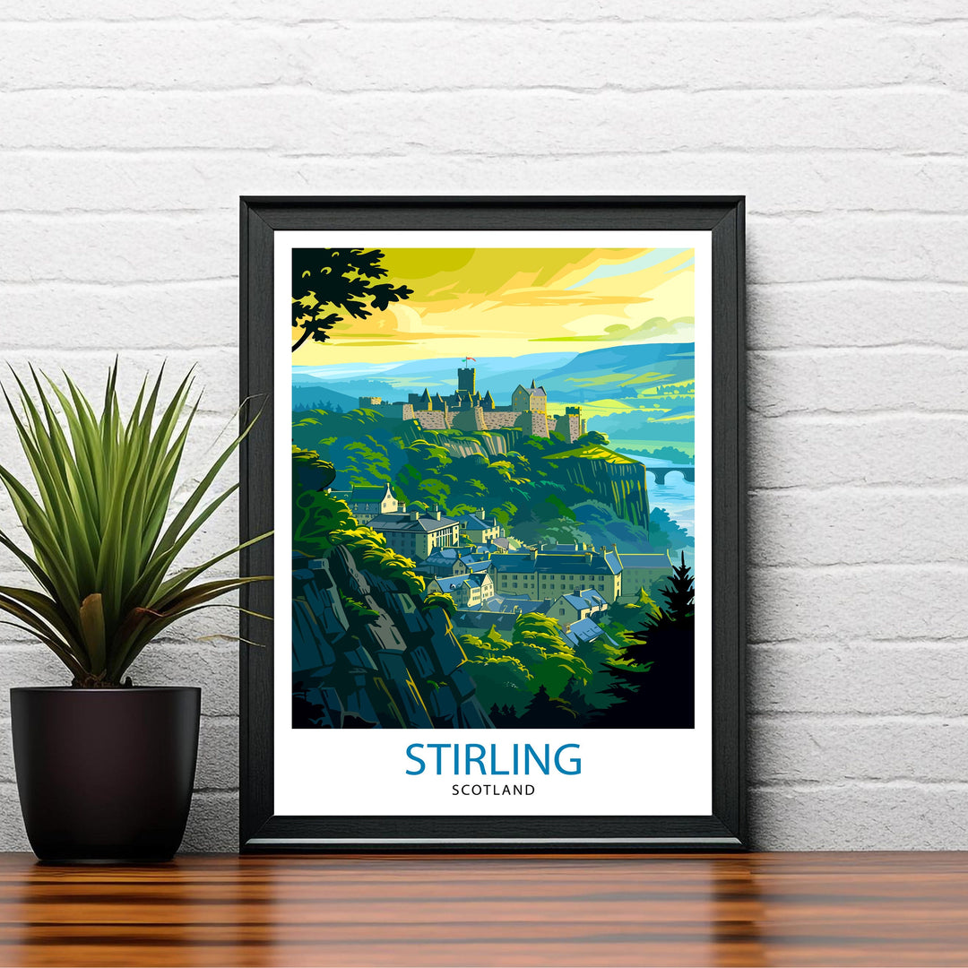 Stirling Scotland Poster Historic City Art Scottish Landmarks Poster Stirling Castle