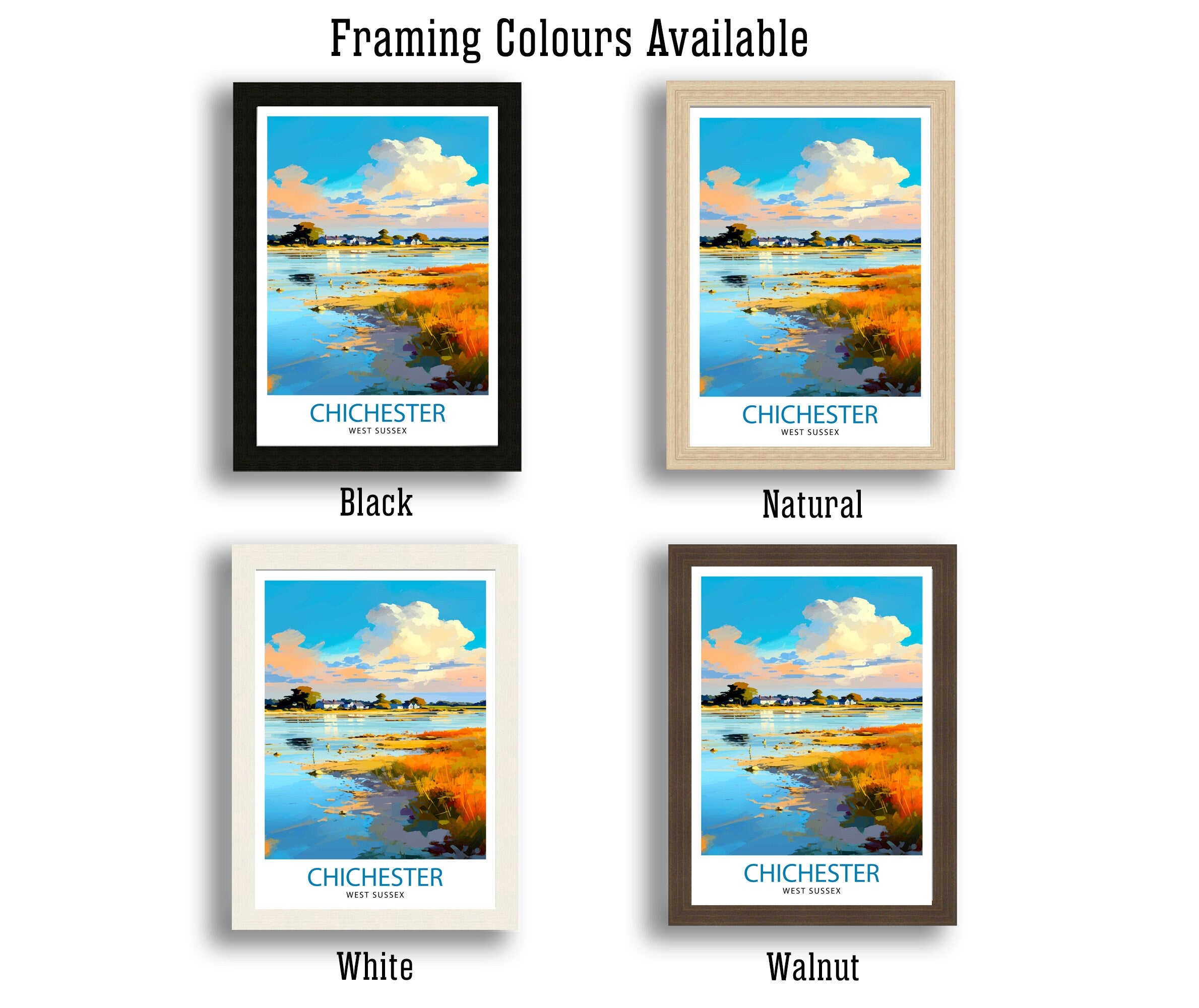 Chichester Harbour Travel Print Chichester Harbour Wall Decor Chichester Harbour Poster Coastal Travel Prints Chichester Harbour Art Print