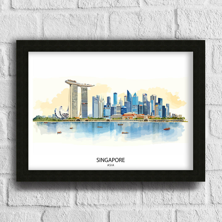 Singapore Skyline Travel Print Wall Decor Wall Art Singapore Skyline Wall Hanging Home Décor Singapore Skyline Gift Art Lovers Singapore Art