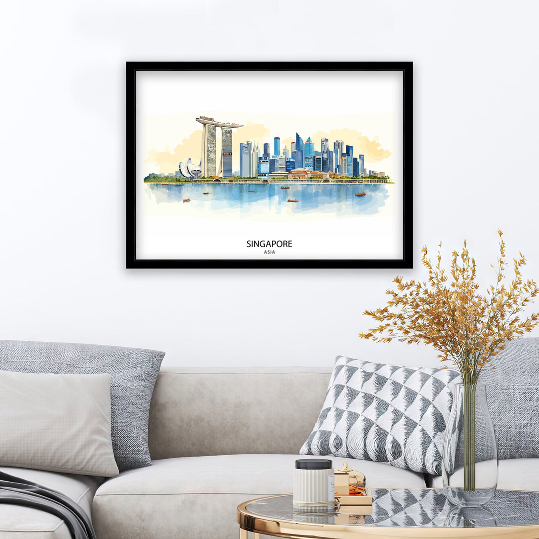 Singapore Skyline Travel Poster