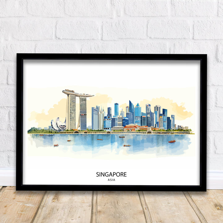 Singapore Skyline Travel Print Wall Decor Wall Art Singapore Skyline Wall Hanging Home Décor Singapore Skyline Gift Art Lovers Singapore Art