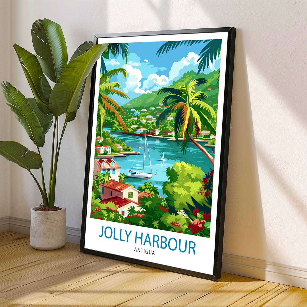 Jolly Harbour Antigua Travel Poster