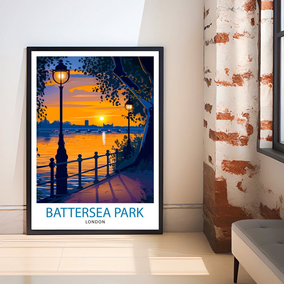 Battersea Park London Travel Poster