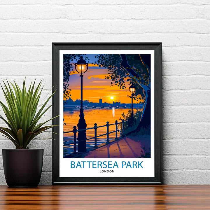 Battersea Park London Travel Poster