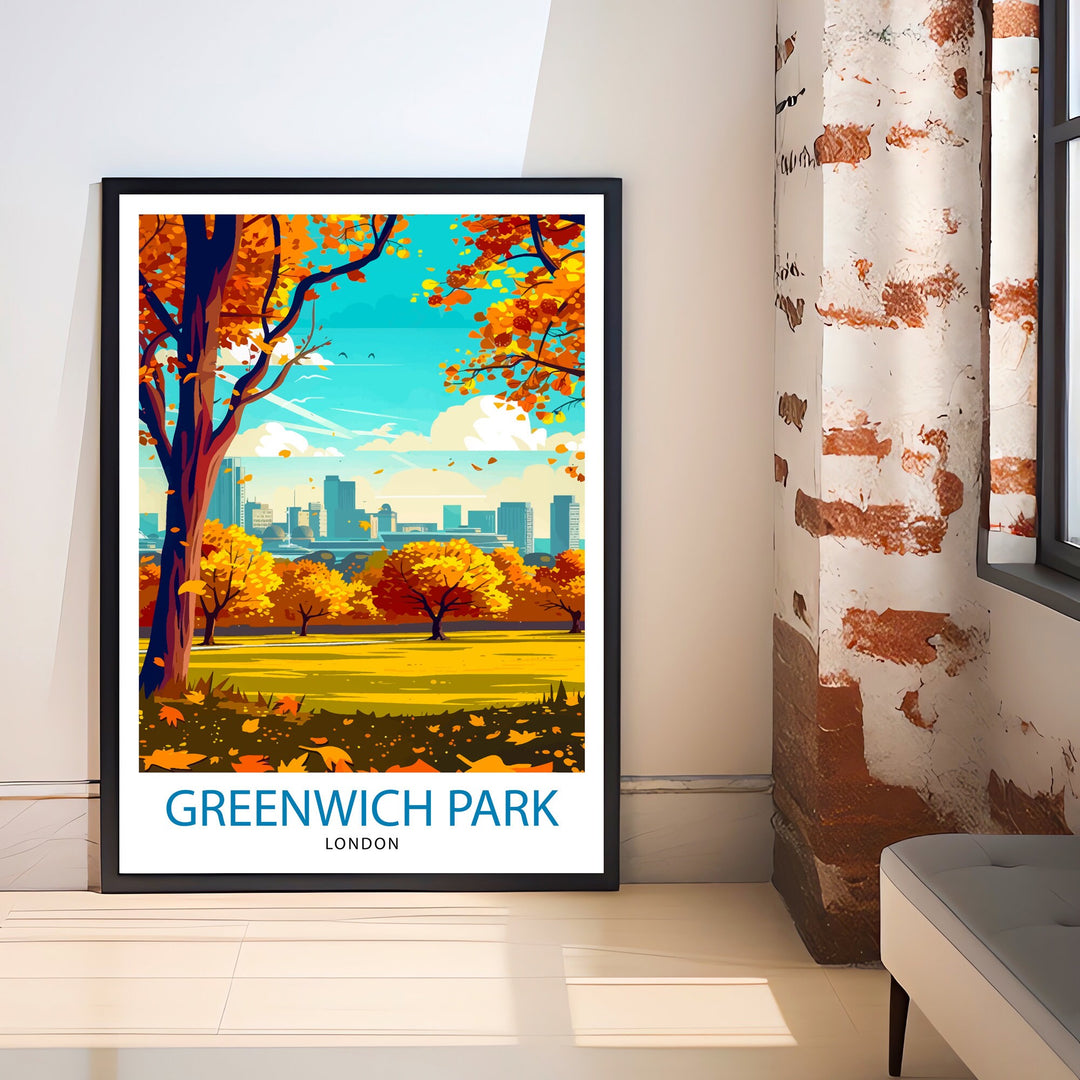 Greenwich Park London Travel Poster