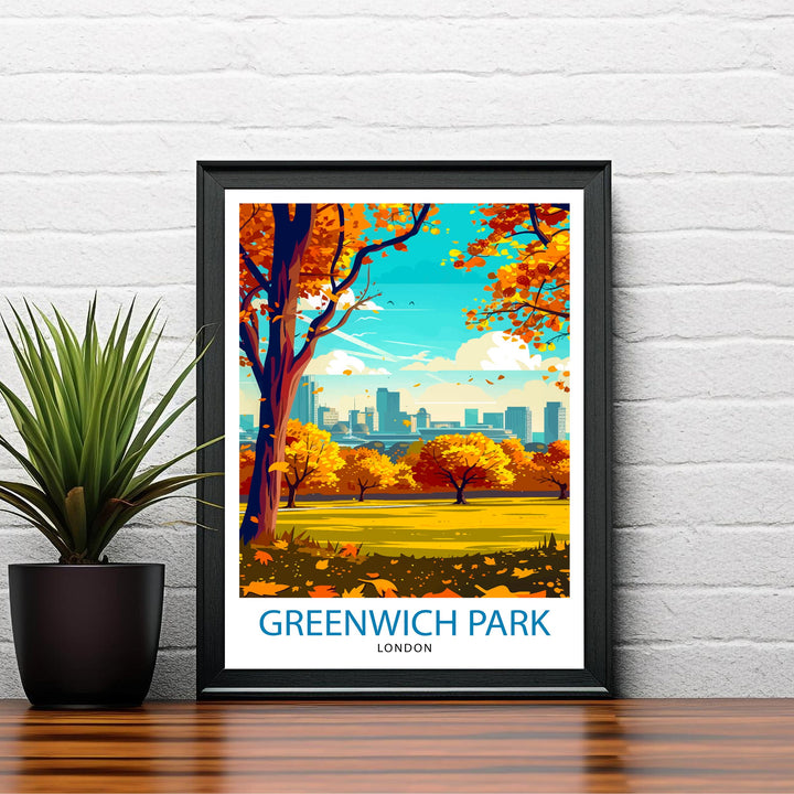 Greenwich Park London Travel Poster