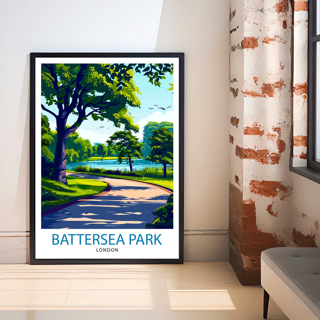 Battersea Park London Travel Poster