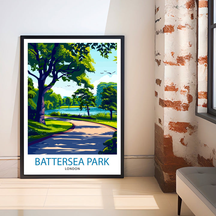 Battersea Park London Travel Poster