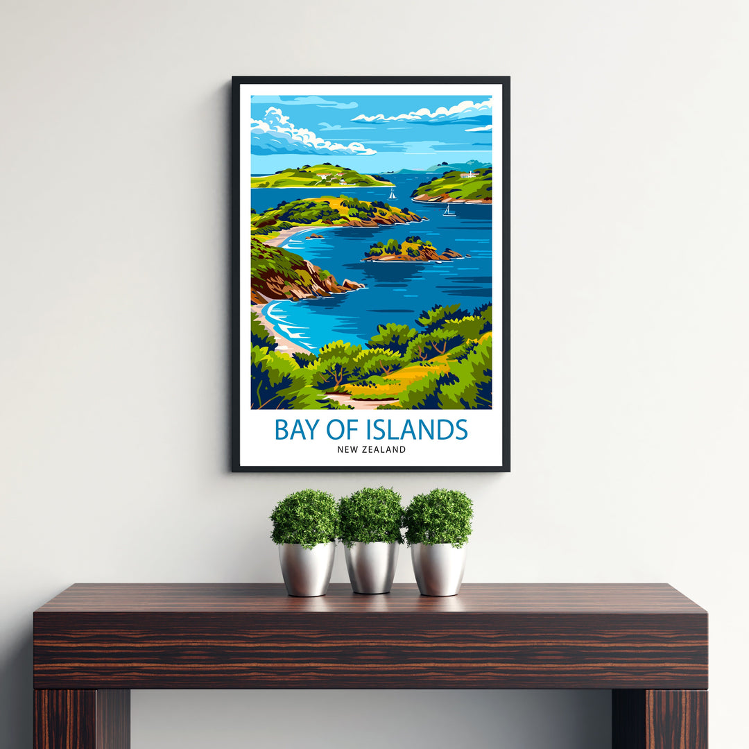 Bay of Islands New Zealand Travel Poster