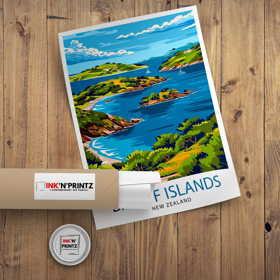 Bay of Islands New Zealand Travel Poster