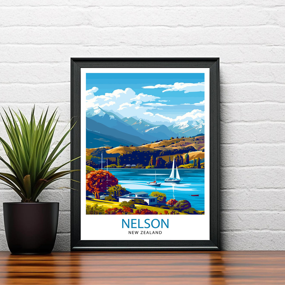 Nelson New Zealand Travel Poster