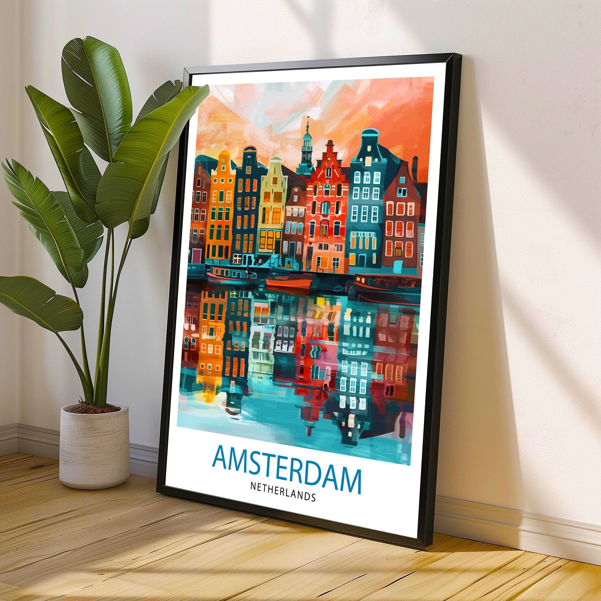 Amsterdam Netherlands Travel Print Wall Decor Wall Art Amsterdam Wall Hanging Home Décor Amsterdam Gift Art Lovers Netherlands Art