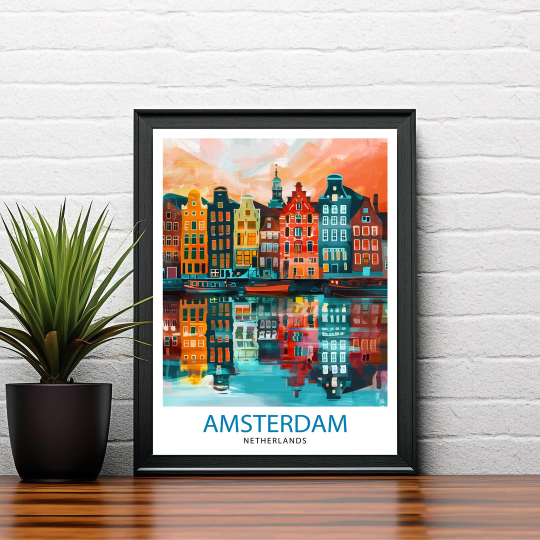 Amsterdam Netherlands Travel Poster