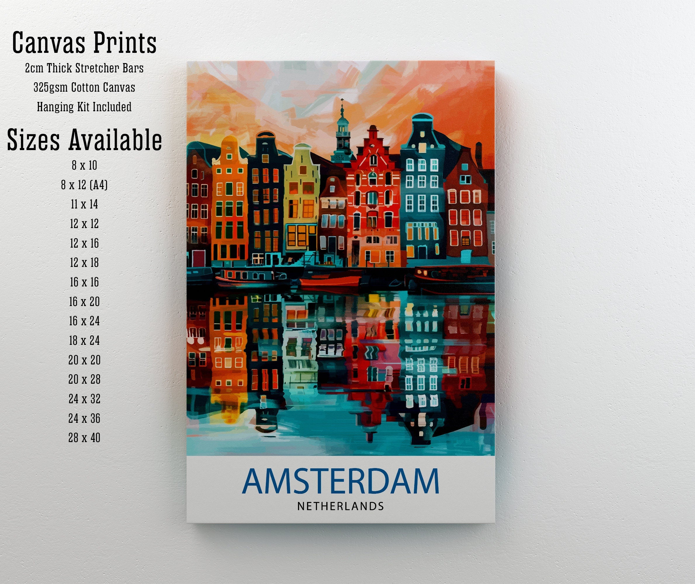 Amsterdam Netherlands Travel Print Wall Decor Wall Art Amsterdam Wall Hanging Home Décor Amsterdam Gift Art Lovers Netherlands Art