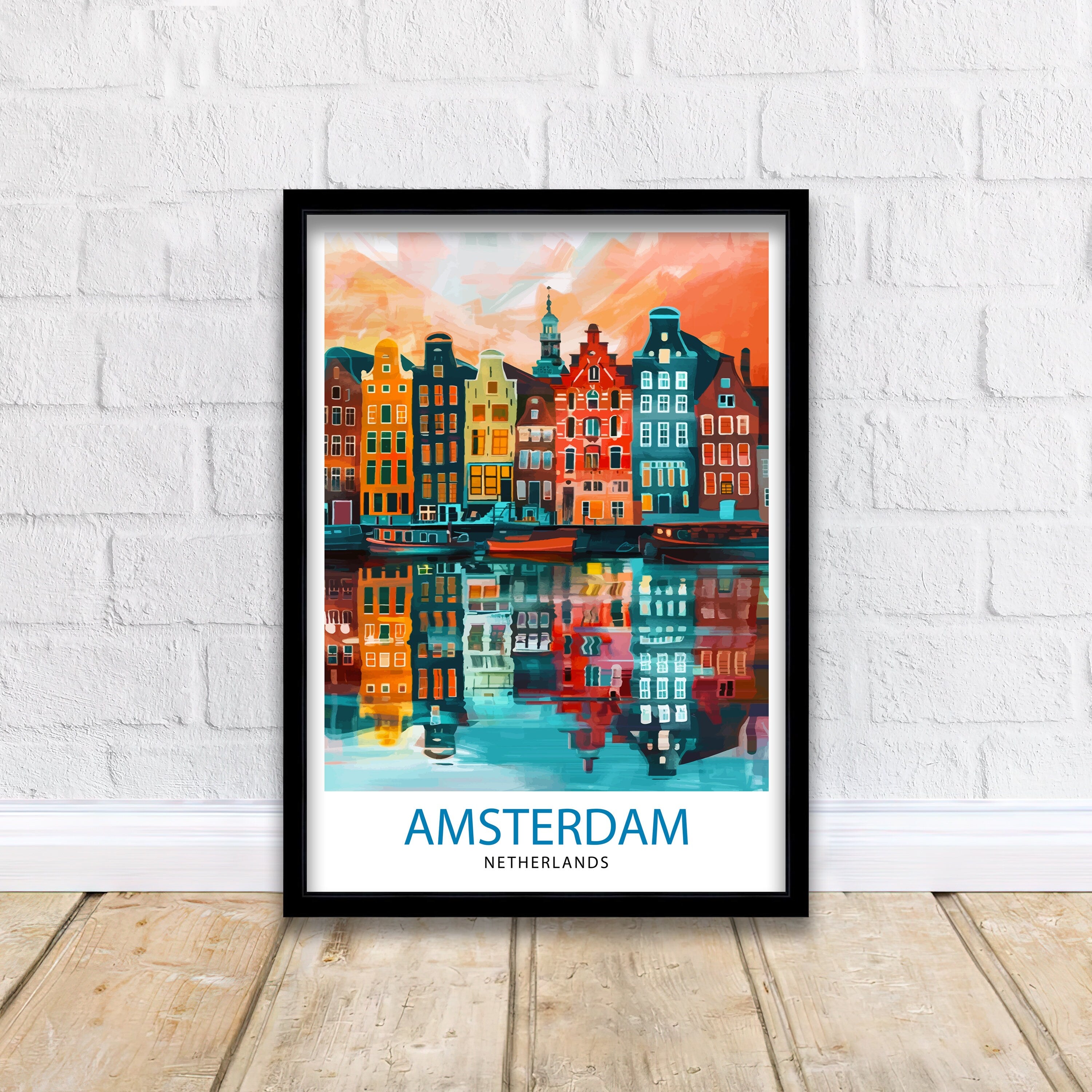 Amsterdam Netherlands Travel Print Wall Decor Wall Art Amsterdam Wall Hanging Home Décor Amsterdam Gift Art Lovers Netherlands Art