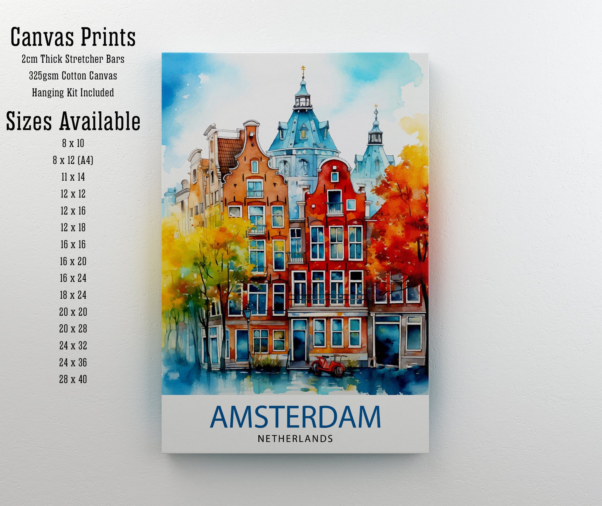 Amsterdam Netherlands Travel Print Wall Decor Wall Art Amsterdam Wall Hanging Home Décor Amsterdam Gift Art Lovers Netherlands Art