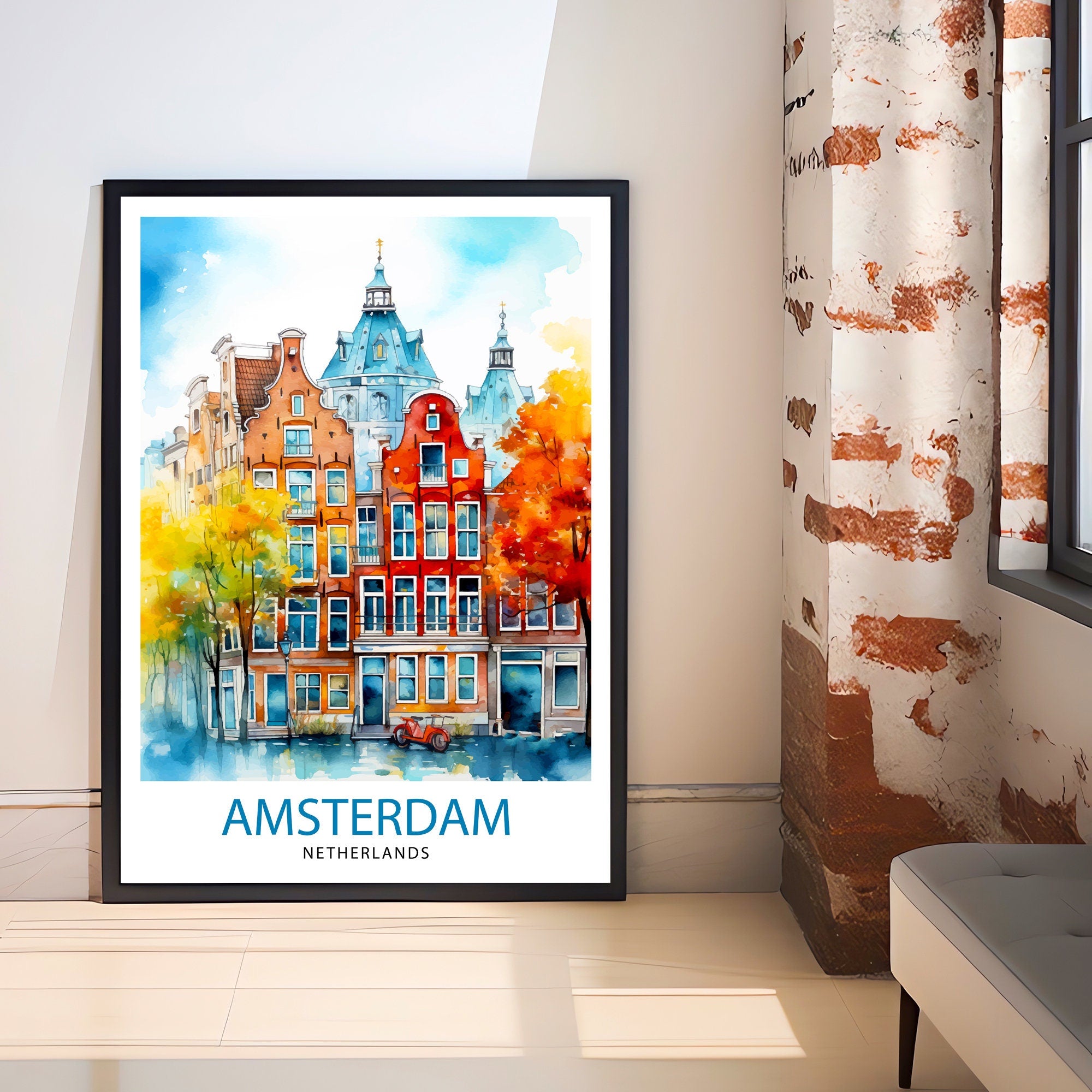 Amsterdam Netherlands Travel Print Wall Decor Wall Art Amsterdam Wall Hanging Home Décor Amsterdam Gift Art Lovers Netherlands Art