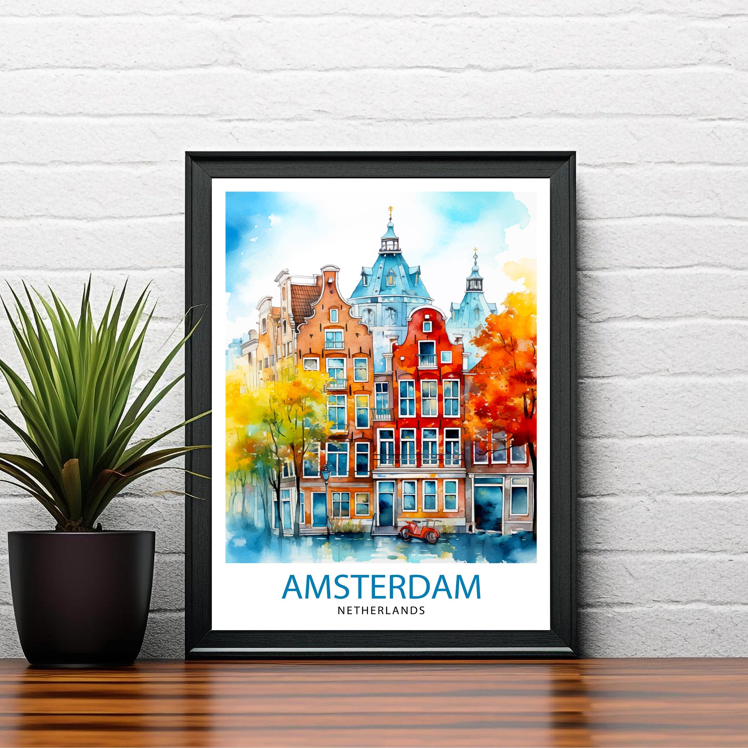 Amsterdam Netherlands Travel Print Wall Decor Wall Art Amsterdam Wall Hanging Home Décor Amsterdam Gift Art Lovers Netherlands Art