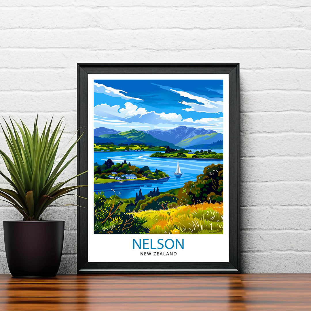 Nelson New Zealand Travel Poster