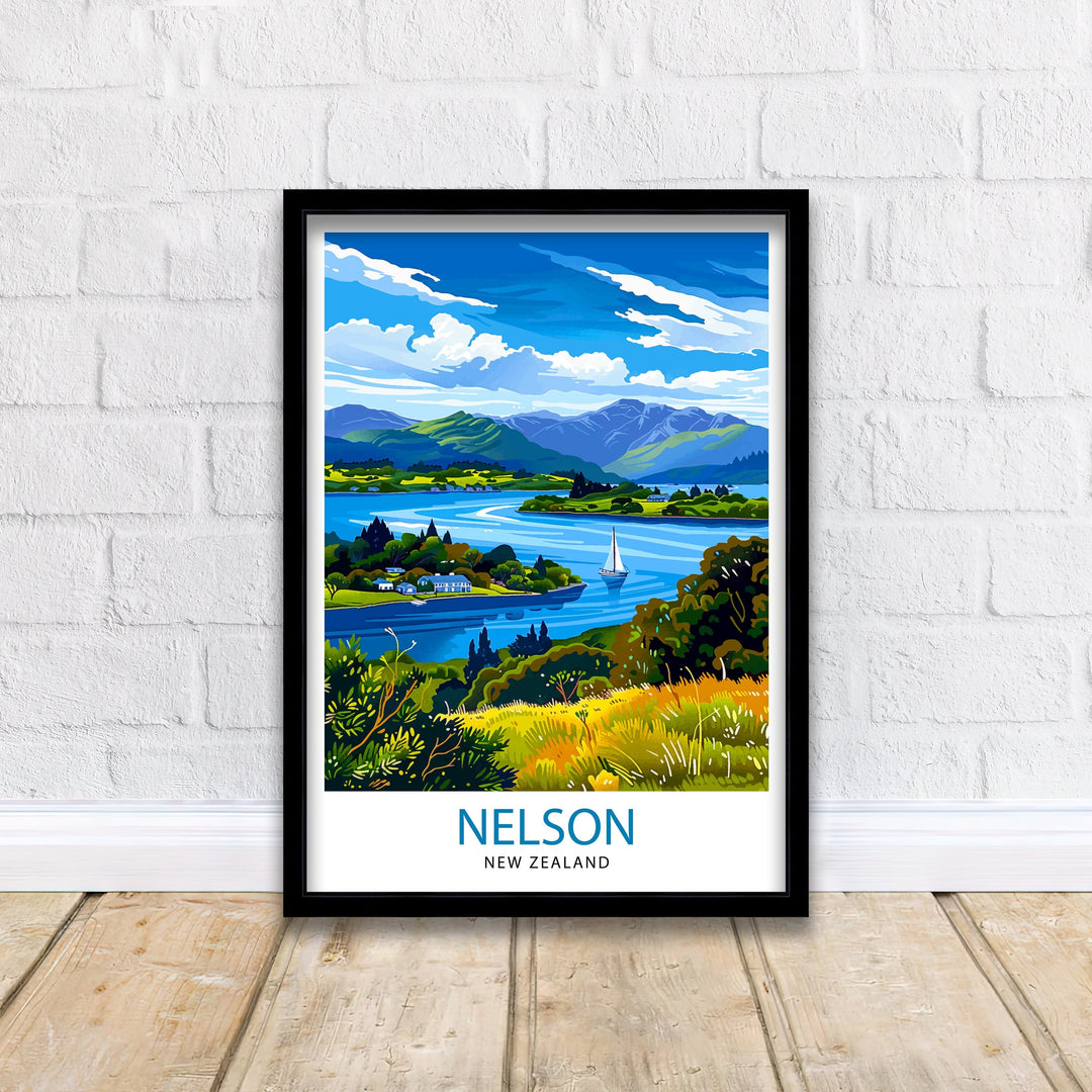 Nelson New Zealand Travel Poster